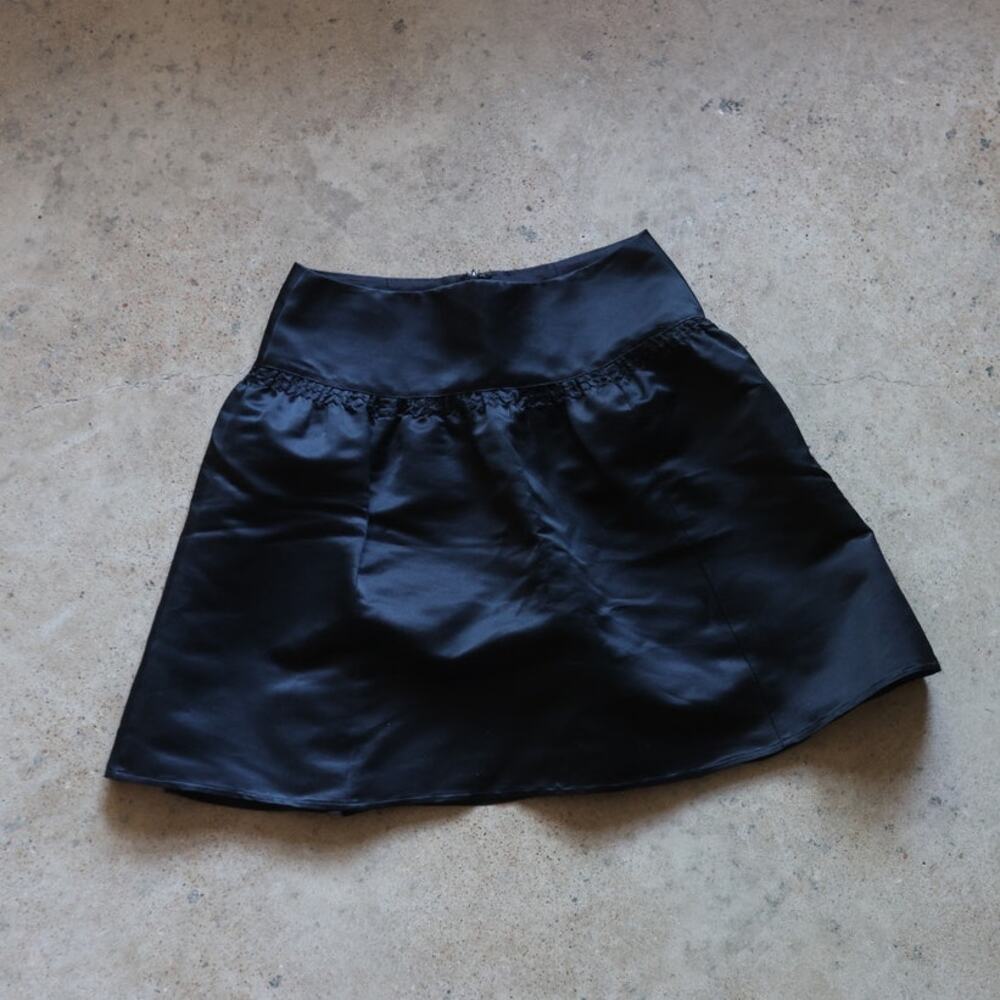 Nanette Lepore Black 100% Silk Mini Skirt Women's Size 4 A-Line Made in USA